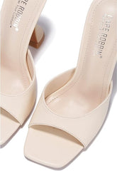 Cape Robbin Lithe Off White Sexy High Spool Heel Open Squared Toe Slip On Pumps
