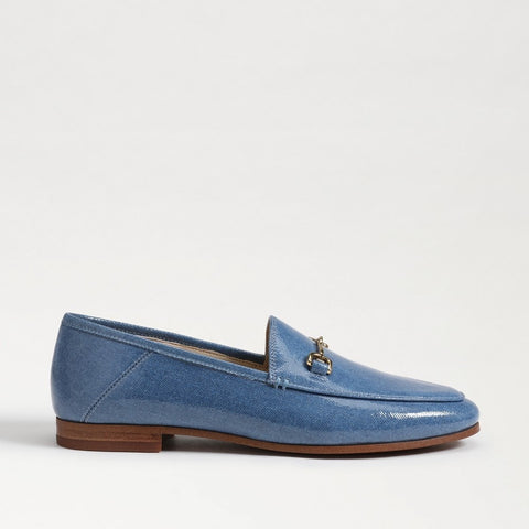 Sam Edelman Loraine Nova Blue Leather Almond Toe Slip On Classic Vamp Loafers