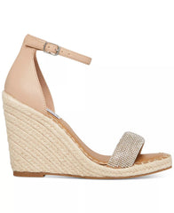 Steve Madden Submit Nude Rhinestone Fashion Open Toe Espadrille Wedge Sandals