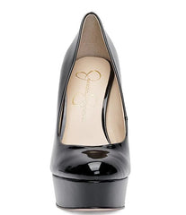 Jessica Simpson Nellah Black Patent HIgh Heel Platform Pump Thick Heel Round Toe