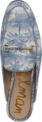Sam Edelman Linnie Blue Palm Multi Chain Embellished Slip On Almond Toe Mules
