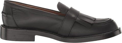 Sam Edelman Charlie Black Leather Slip On Stacked Heel Rounded Toe Loafers