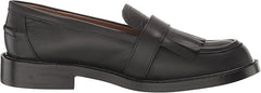 Sam Edelman Charlie Black Leather Slip On Stacked Heel Rounded Toe Loafers