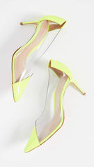 Schutz Garthy Slip-on Pointy Vinyl Pumps Clear Transparent Neon Yellow