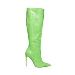 Steve Madden Idina Green Crocodile Stiletto Knee High Heel Pointed Toe Boots