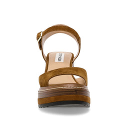 Steve Madden Shaker Tan Suede Ankle Strap Rounded Open Toe Block Heeled Sandals