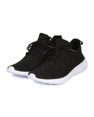 Cape Robbin Haven-1 BLACK Fabric Knitted Lace Up Low Top Jogging Sneakers