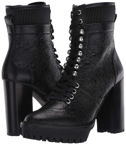 Vince Camuto Ermania Warm Black Fashion Combat Block High Heel Platform Boots