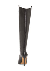 Vince Camuto Kervana Black Smooth Leather HIgh Heel Pointed Knee Boot