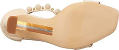 Sam Edelman Luella Sand Linen Beads Ankle Strap Open Toe Flared Heel Sandals
