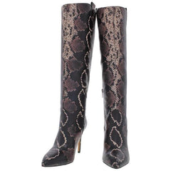 Vince Camuto Kervana Snake Embossed Pointed Toe Knee High Leather Dress Boot