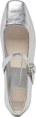 Dolce Vita Rodni Silver Distressed Leather Mary Jane Squared Toe Ballet Flats