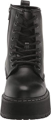Steve Madden Betty Black Rounded Closed Toe Lace Up Classic Ankle Combat Boots