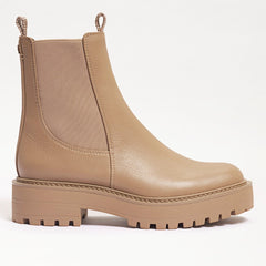 Sam Edelman Laguna Cedarwood Leather Chelsea Moto Rounded Toe Pull On Boots