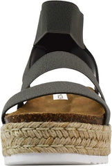 Steve Madden Kimmie Dark Grey Open Toe Platform Espadrille Fitted Wedge Sandal