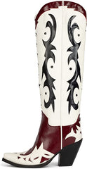 Jeffrey Campbell Starwood-2 Red White Blue Pointed Toe Pull On Knee High Boots