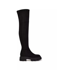 Nine West Cellie2 Black Suede Fashion Zip Closure Leather Over the Knee Boots