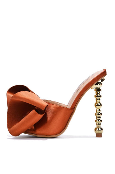 Cape Robbin Salsa Brown Sexy High Heels Open Toe Sculptural Heel Mule Oval Pumps