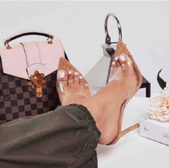 Cape Robbin MELROSE NUDE Clear Cork Slip-On Mule Pointy Open Toe Stiletto Heel (10)