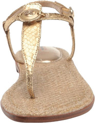 Sam Edelman Gigi Gold Signet Ankle Strap Open Toe Embellished Thong Flat Sandal