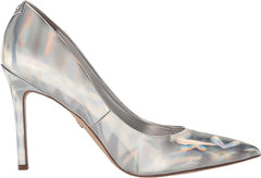 Sam Edelman Hazel Silver Metallic Stiletto Heeled Pointed Toe Slip On Pumps