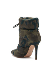 Jessica Simpson Padina Camo Green Quilted Puffer Pointed Toe Ankle Bootie Boots