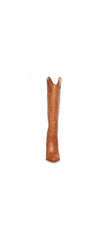 Steve Madden Lasso Cognac Pull On Stacked Block Heel Pointed Toe Knee High Boots