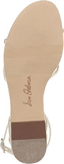 Sam Edelman Ellina Modern Ivory Satin Open Toe Strappy Ankle Strap Flat Sandals