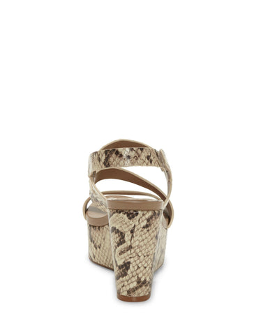 Vince Camuto Velley Oatmeal Multi Leather Caged Strappy Platform Wedge Sandals