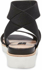 Steve Madden Gambel Black Low Wedge Fitted Strappy Ankle Strap Sandals