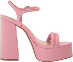 Steve Madden Tille Pink Ankle Strap Round Open Toe Retro Chunky Platform Sandals