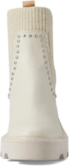 Dolce Vita Hoven Stud H2O Ivory Leather Pull On Round Toe Chunky Platform Boots