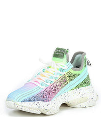Steve Madden Maxima Lace Up Sneakers Boyfriend Chunky Platform Rainbow