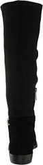 Sam Edelman Clive Black Suede Squared Toe Stacked Heel Knee High Fashion Boots