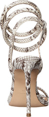 Steve Madden Bali Black/White Snake Stiletto Heel Ankle Strap Heeled Sandals