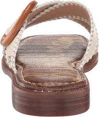 Sam Edelman Harlie Modern Ivory Slip On Squared Toe Leather Strap Slides Sandals