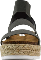Steve Madden Kimmie Dark Grey Open Toe Platform Espadrille Fitted Wedge Sandals 9