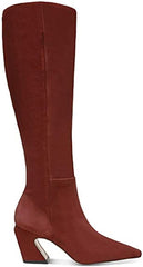 Sam Edelman Sulema Brick Block Heel Pointed Toe Zipper Leather Knee High Boots