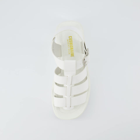 CUSHIONAIRE Poppy White Fashion fisherman platform sandal with +Memory Foam 10