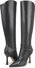 Sam Edelman Elia Iron Smoke Leather Pointed Toe Stiletto Heeled Tall Boots