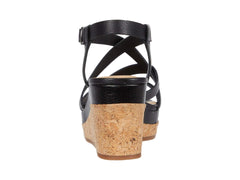 Lucky Brand Batikah Wedge Sandal Black Leather Platform Open Toe Sandals (10)