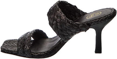 Ash Malibu Black Braid Slip On Open Squared Toe Mid Heeled Mule Slide Sandals