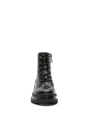Jessica Simpson Enita Lace-Up Lug Sole Round-toe Platform Combat Boots Black