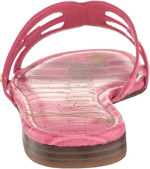 Sam Edelman Bay Carmine Rose Rounded Toe Slip On Leather Strap Flat Slide Sandal
