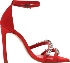 Schutz Linsey Red Studs Detail Ankle Strap Open Toe Stiletto High Heel Sandals