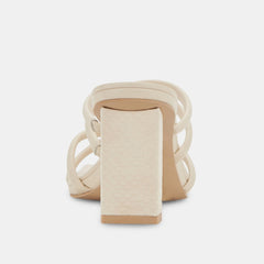 Dolce Vita Patsi Ivory Leather Slip On Squared Open Toe Block Heeled Sandals