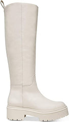 Sam Edelman Larina Ivory Leather Chunky Lug Sole Knee High Riding Boots