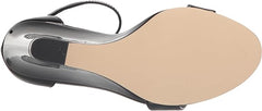 Steve Madden Mallor Black Patent Ankle Strap Round Open Toe Wedge Heeled Sandals