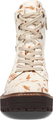 Sam Edelman Lue Natural/Ivory Chunky Heel Rounded Toe Lace Up Ankle Combat Boots