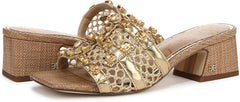 Sam Edelman Webster Amber Gold Multi Slip On Open Toe Mule Block Heeled Sandals